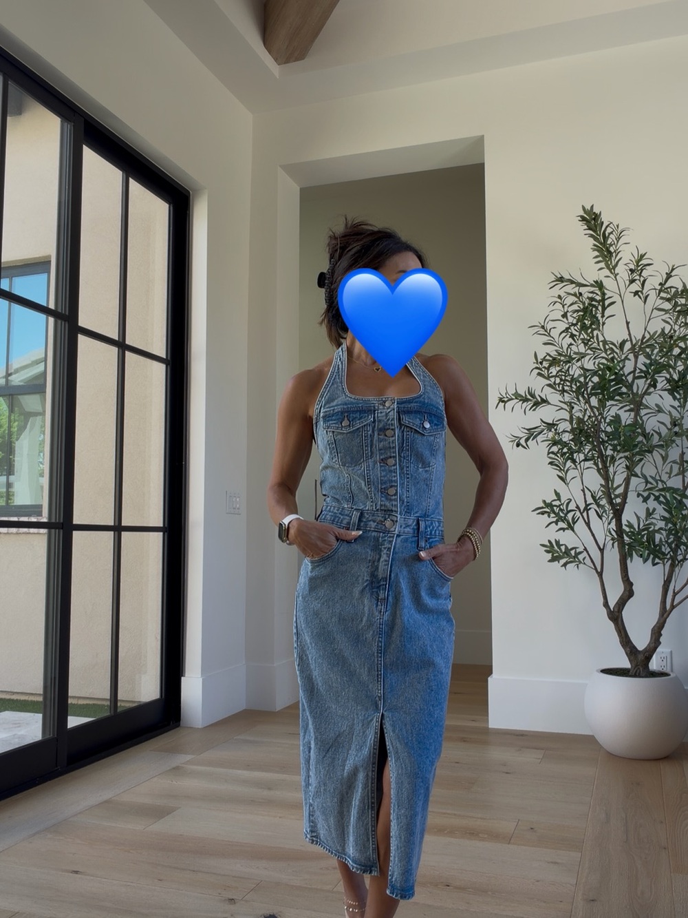 Universal Thread Light Blue Denim Backless Halter Dress